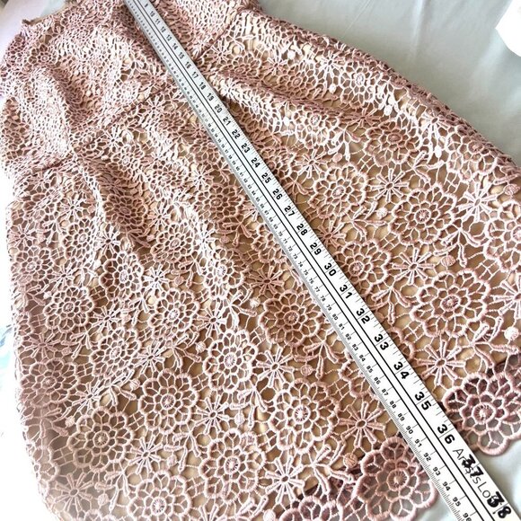 Minuet Lace Rose Gold Dress Cap Sleeves Dress Size Large - Picture 15 of 15